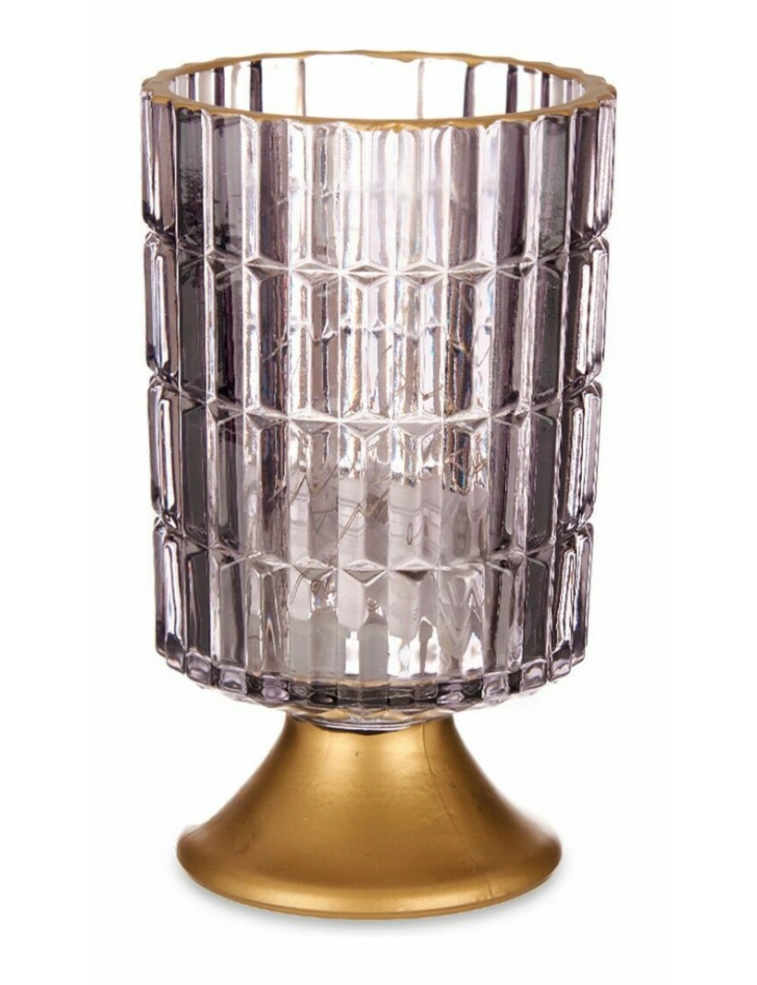 imagem de Lanterna LED Cinzento Dourado Vidro 10,7 x 18 x 10,7 cm (6 Unidades)2