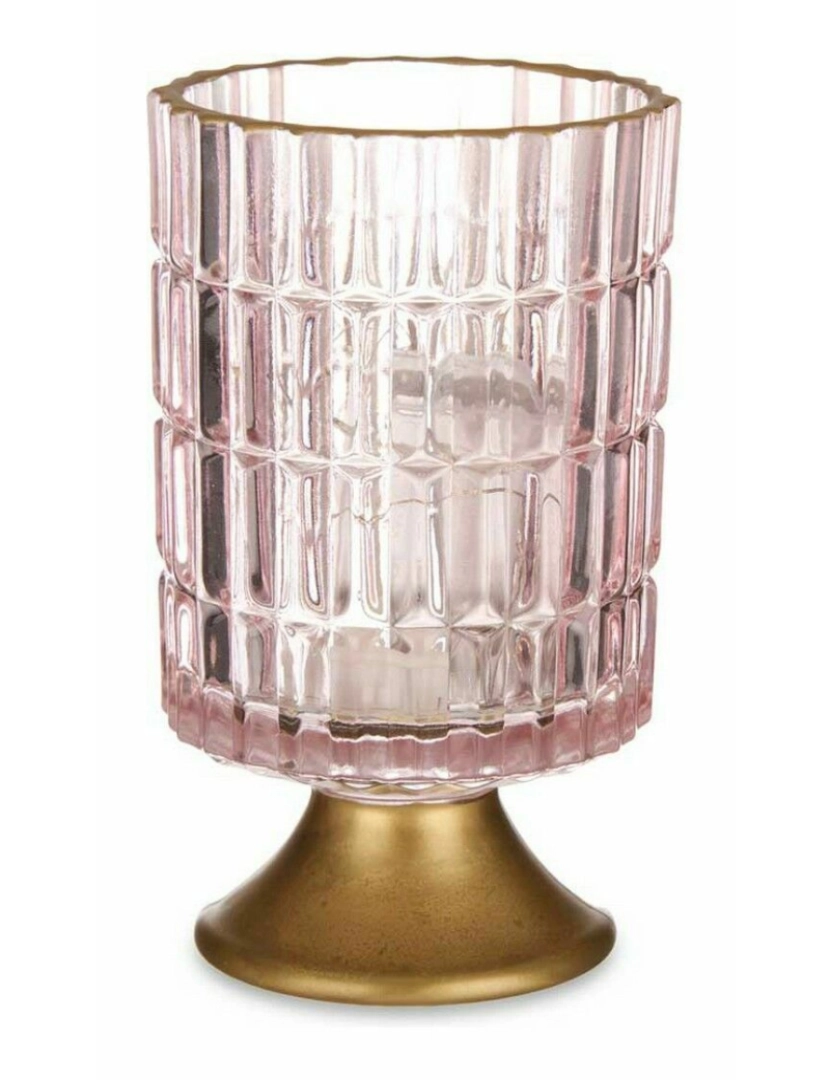 imagem de Lanterna LED Cor de Rosa Dourado Vidro 10,7 x 18 x 10,7 cm (6 Unidades)2