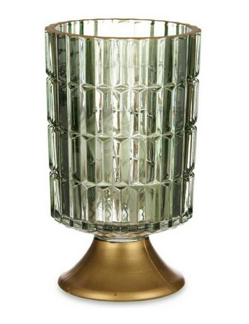 imagem de Lanterna LED Verde Dourado Vidro 10,7 x 18 x 10,7 cm (6 Unidades)2