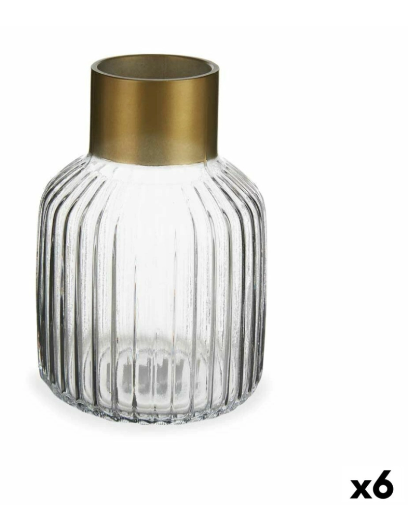 imagem de Vaso Riscas Transparente Dourado Vidro 12 x 18 x 12 cm (6 Unidades)1