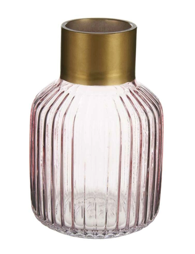 imagem de Vaso Riscas Cor de Rosa Dourado Vidro 12 x 18 x 12 cm (6 Unidades)2