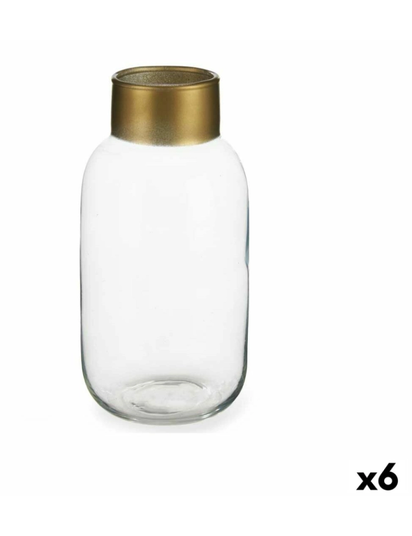 Gift Decor - Vaso Transparente Dourado Vidro 11,5 x 24 x 11,5 cm (6 Unidades)