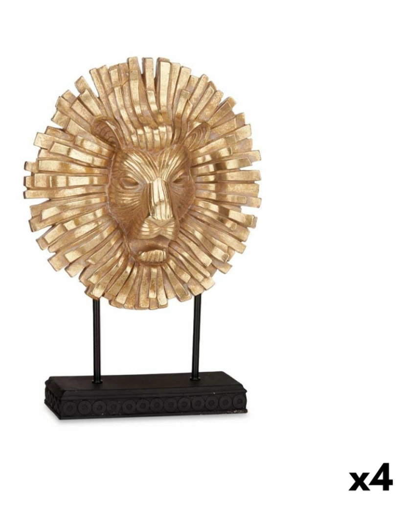 Gift Decor - Figura Decorativa Leão Preto Dourado 28 x 38,5 x 11,5 cm (4 Unidades)