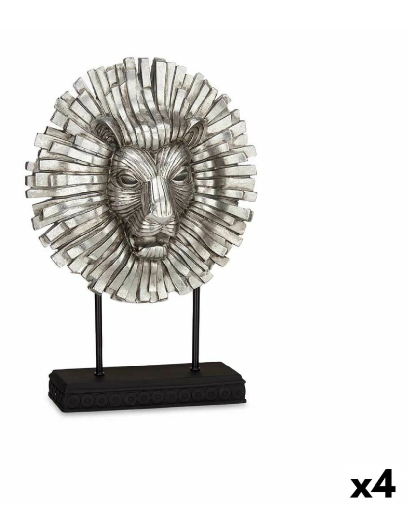Gift Decor - Figura Decorativa Leão Prateado 28 x 38,5 x 11,5 cm (4 Unidades)