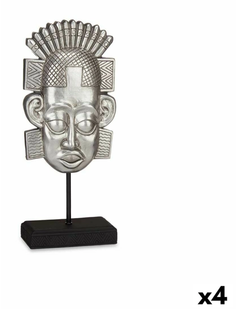 Gift Decor - Figura Decorativa Índio Prateado 17,5 x 36 x 10,5 cm (4 Unidades)