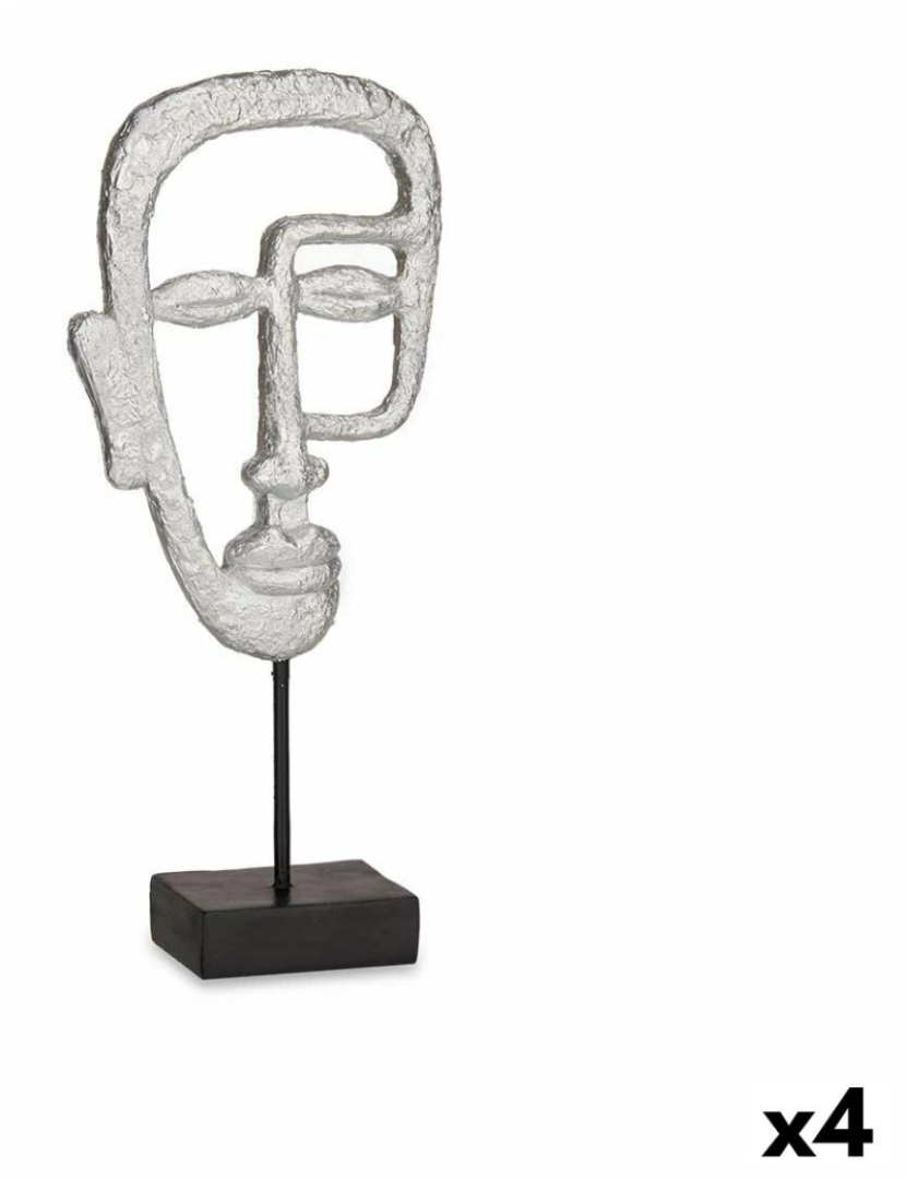 Gift Decor - Figura Decorativa Face Prateado 19,5 x 38 x 10,5 cm (4 Unidades)