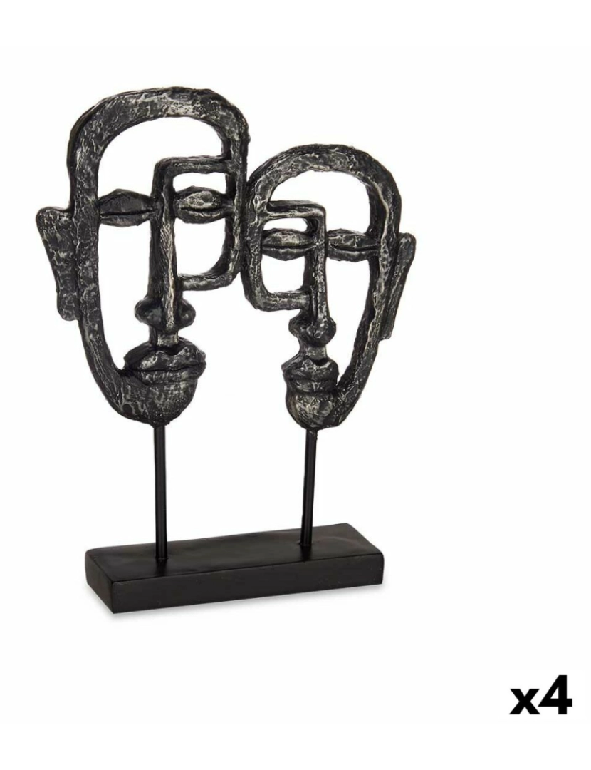Gift Decor - Figura Decorativa Face Preto 27 x 32,5 x 10,5 cm (4 Unidades)