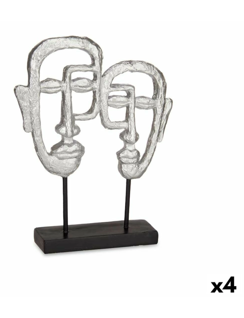 Gift Decor - Figura Decorativa Face Prateado 27 x 32,5 x 10,5 cm (4 Unidades)