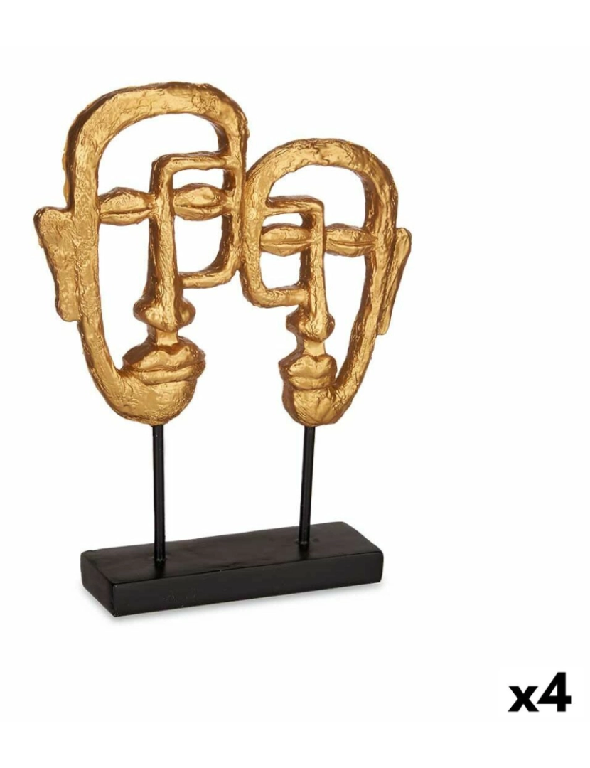 imagem de Figura Decorativa Face Dourado 27 x 32,5 x 10,5 cm (4 Unidades)1