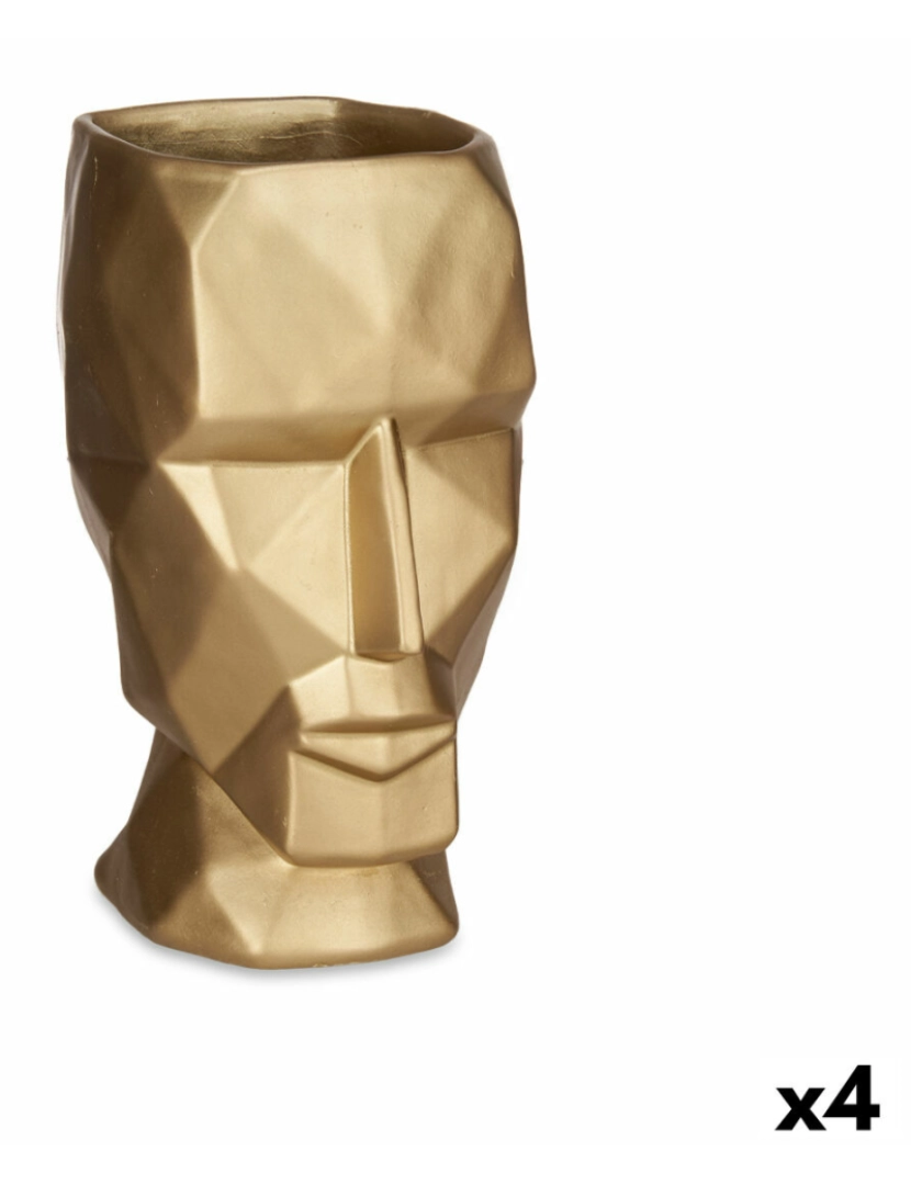 Gift Decor - Vaso 3D Face Dourado Poliresina 12 x 24,5 x 16 cm (4 Unidades)