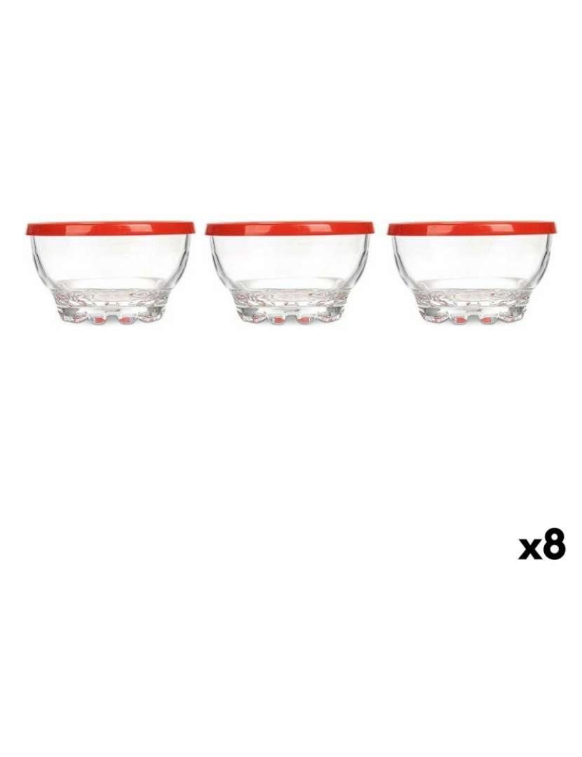 Pasabahce - Conjunto de Tigelas Karaman Vermelho Transparente Vidro Polietileno Ø 10,5 cm 275 ml (8 Unidades)