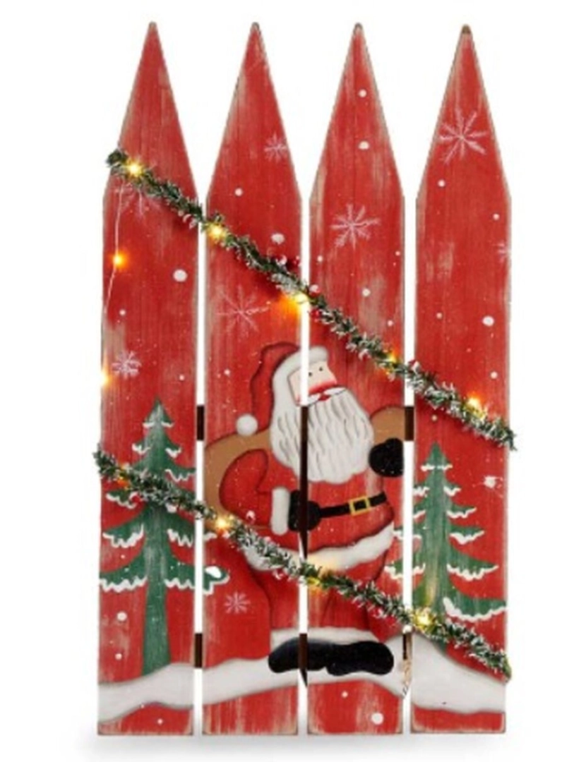 imagem de Decoração Suspensa Placa Pai Natal Leve LED Vermelho Plástico Madeira MDF 34,7 x 4 x 60 cm (6 Unidades)3