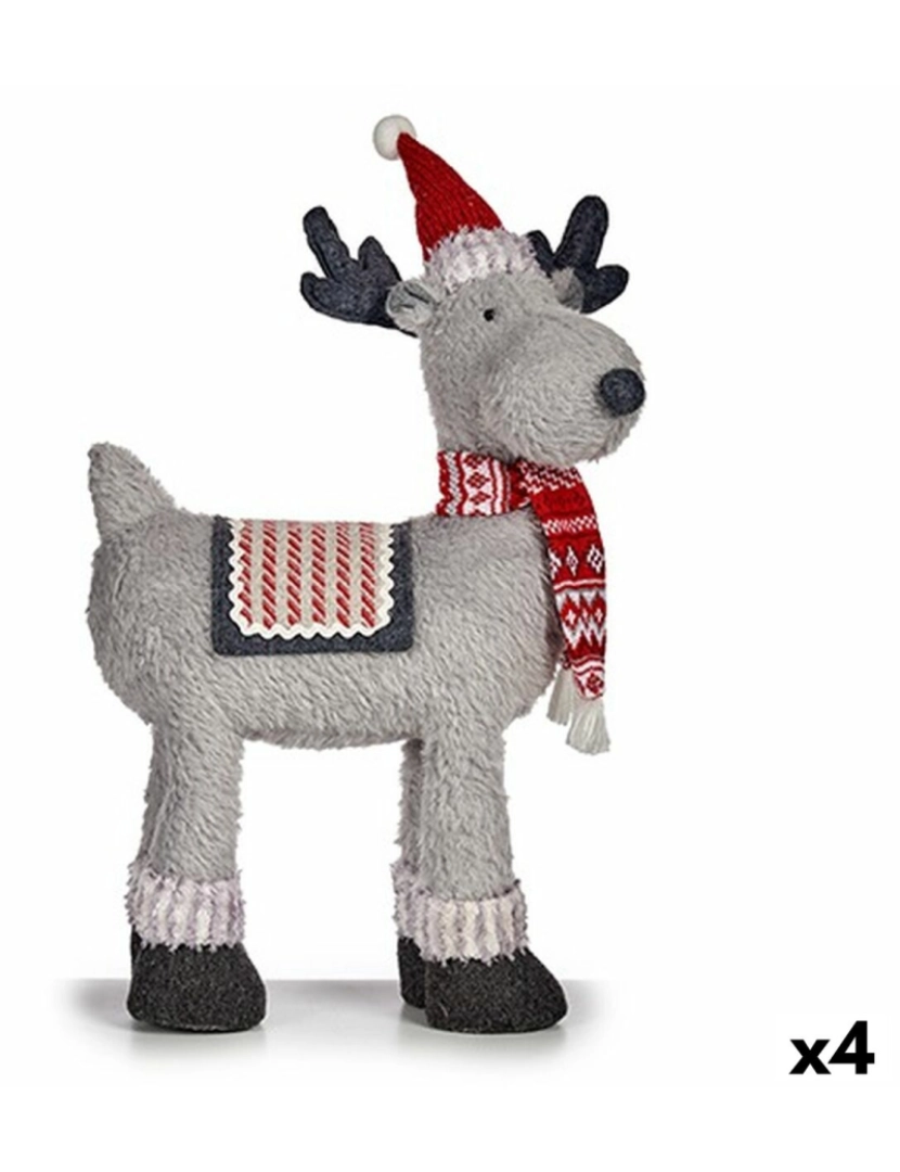 Krist+ - Figura Decorativa Rena de Natal Vermelho Cinzento 22 x 47 x 45 cm (4 Unidades)