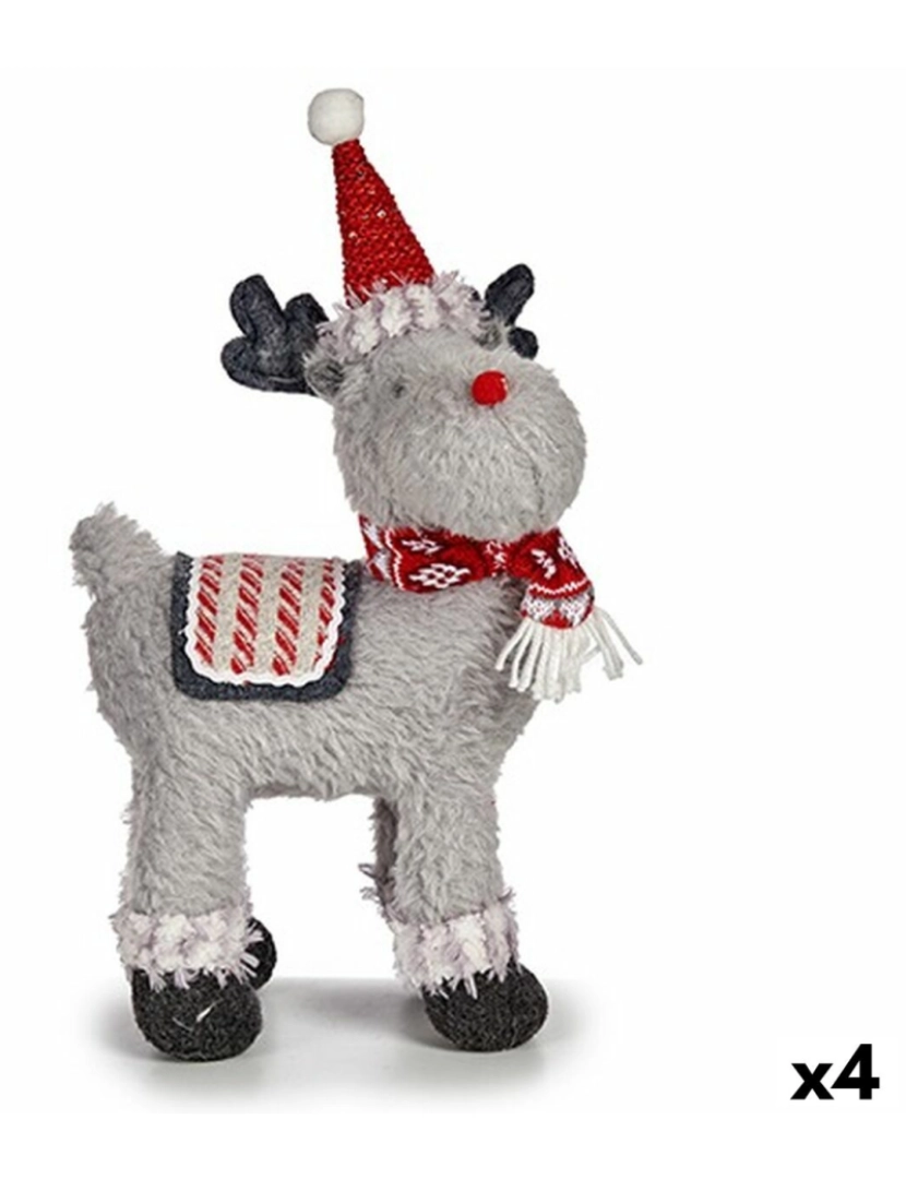 imagem de Figura Decorativa Rena de Natal Vermelho Cinzento 21 x 36 x 36 cm (4 Unidades)1