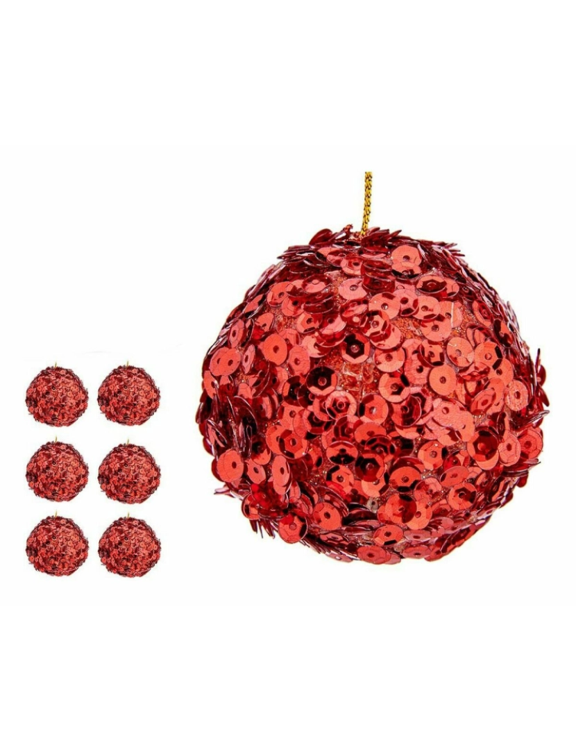 imagem de Conjunto de bolas de Natal Lantejoulas Vermelho Plástico 10 x 10 x 10 cm (8 Unidades)2