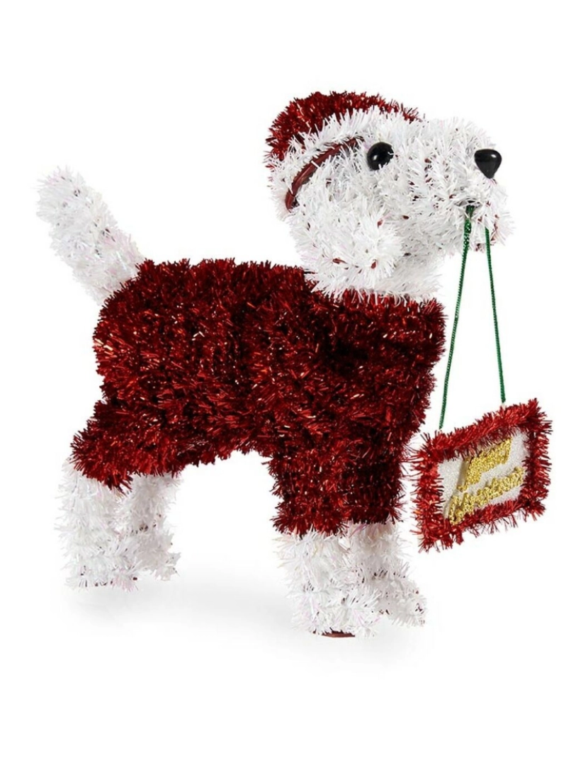 imagem de Figura Decorativa Cão Enfeite Cintilante Branco Vermelho Polipropileno PET 9 x 23 x 29,5 cm (12 Unidades)2