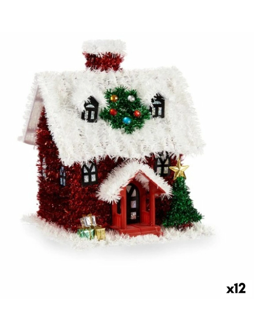 imagem de Figura Decorativa Casa Enfeite Cintilante Branco Vermelho Polipropileno PET 19 x 24,5 x 19 cm (12 Unidades)1