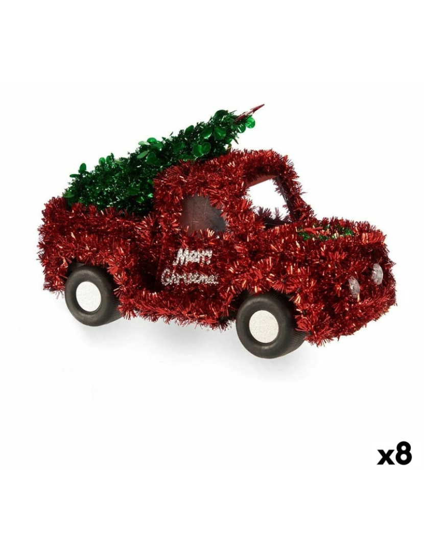 imagem de Figura Decorativa Camioneta Enfeite Cintilante Vermelho Verde Polipropileno PET 15 x 18 x 27 cm (8 Unidades)1