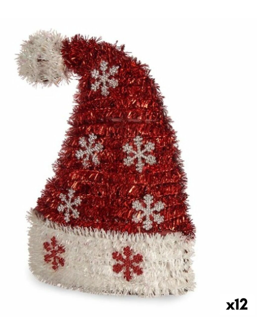 Krist+ - Figura Decorativa Gorro de Pai Natal Enfeite Cintilante Branco Vermelho Polipropileno PET 17 x 23 x 9,5 cm (12 Unidades)