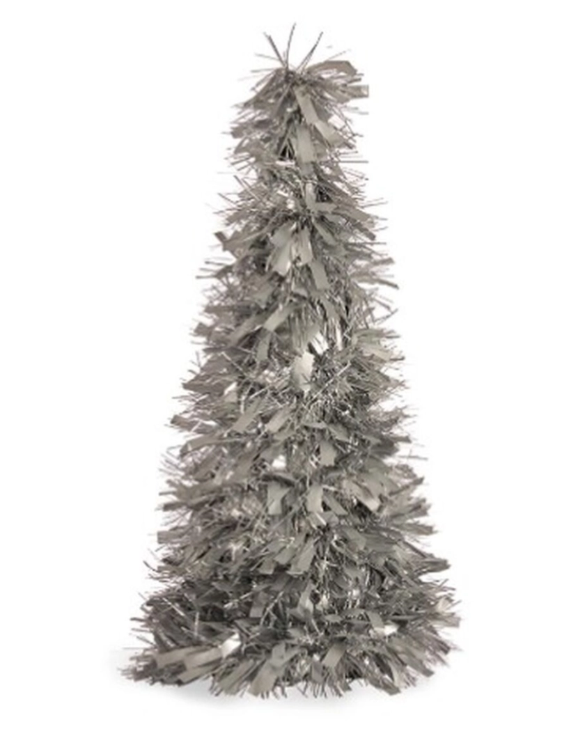 imagem de Figura Decorativa Árvore de Natal Enfeite Cintilante Prateado Polipropileno PET 27 x 45,5 x 27 cm (12 Unidades)2