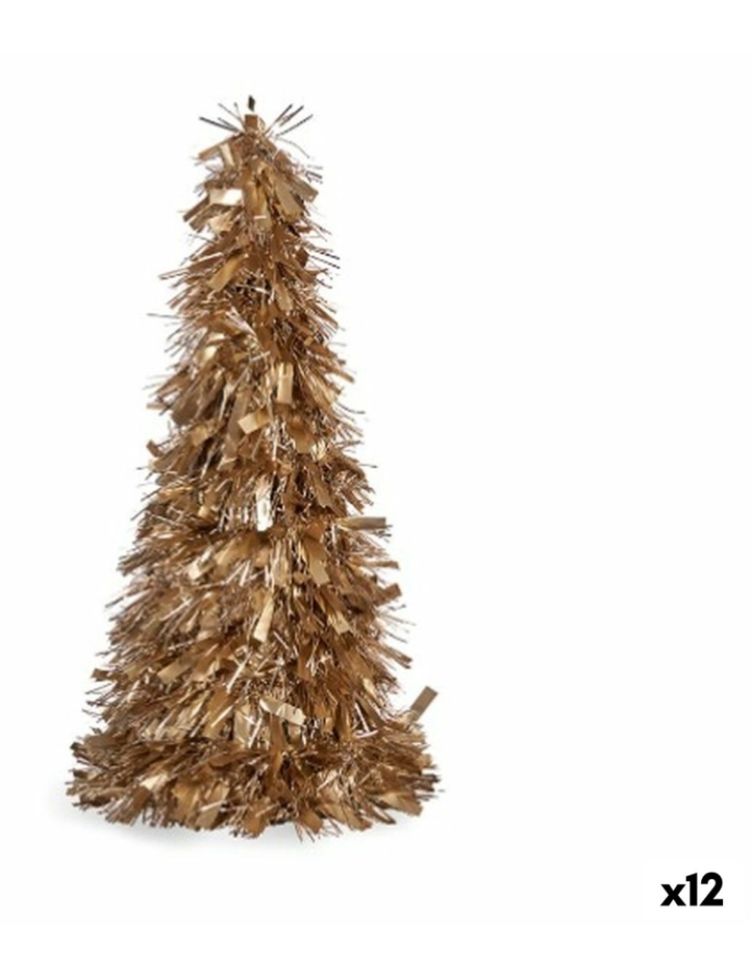 Krist+ - Figura Decorativa Árvore de Natal Enfeite Cintilante Dourado Polipropileno PET 27 x 45,5 x 27 cm (12 Unidades)