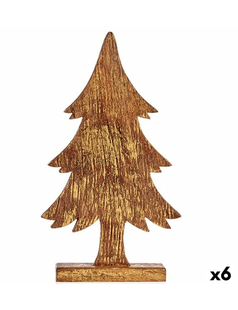 imagem de Figura Decorativa Árvore de Natal Dourado Madeira 5 x 39 x 22 cm (6 Unidades)1