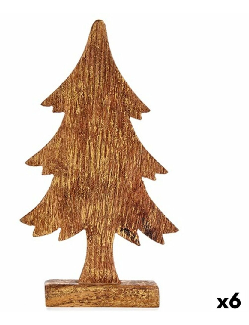 imagem de Figura Decorativa Árvore de Natal Dourado Madeira 5 x 31 x 15,5 cm (6 Unidades)1