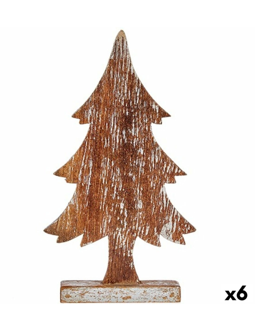 Krist+ - Figura Decorativa Árvore de Natal Prateado Madeira 5 x 39 x 21 cm (6 Unidades)