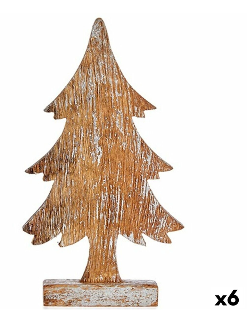 Krist+ - Figura Decorativa Árvore de Natal Prateado Madeira 5 x 31 x 15 cm (6 Unidades)