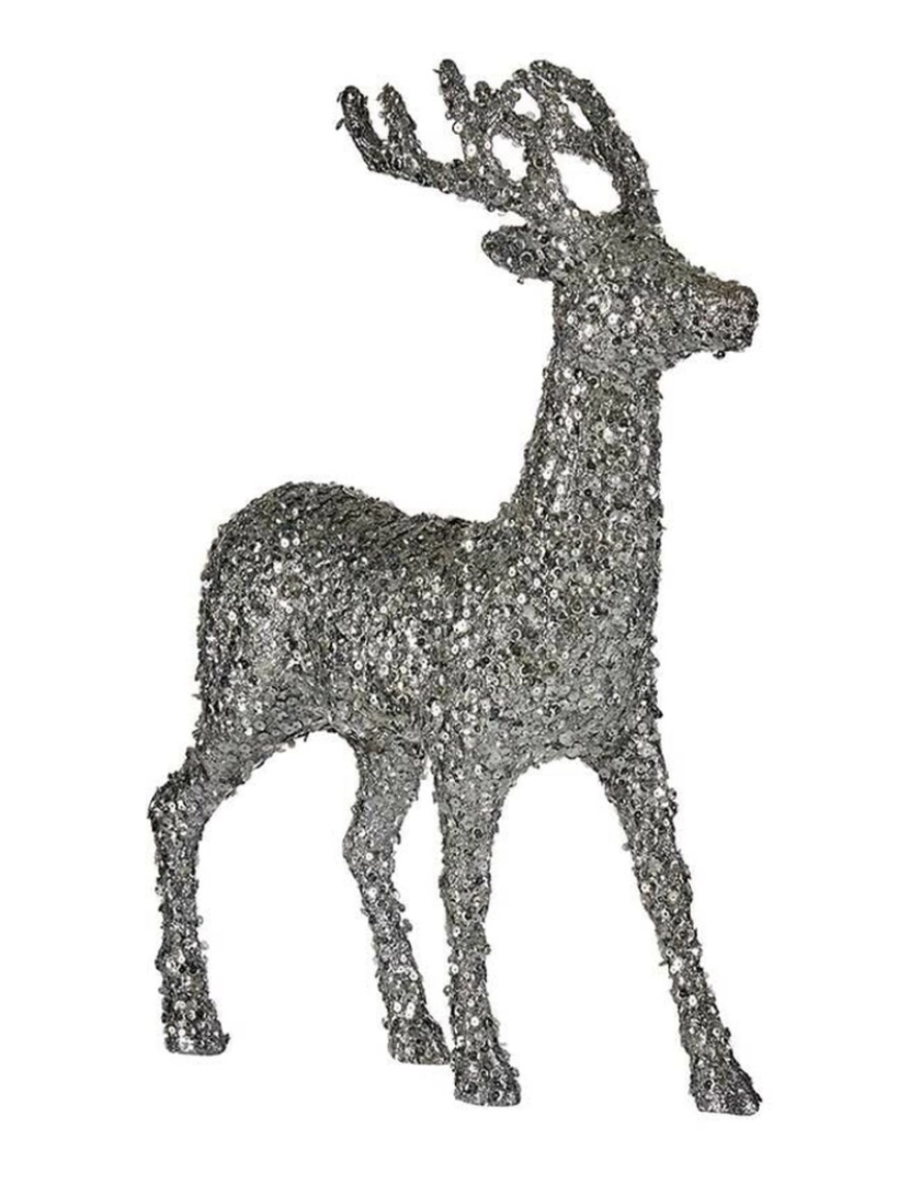 imagem de Figura Decorativa Rena de Natal Purpurina Branco Prateado Plástico 15 x 45 x 30 cm (8 Unidades)2