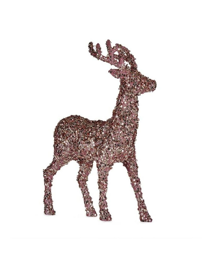 imagem de Figura Decorativa Rena de Natal Purpurina Cor de Rosa Dourado Plástico 15 x 45 x 30 cm (8 Unidades)2