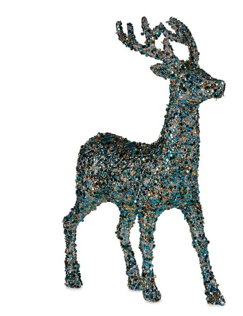 imagem de Figura Decorativa Rena de Natal Purpurina Azul Dourado Plástico 15 x 45 x 30 cm (8 Unidades)2