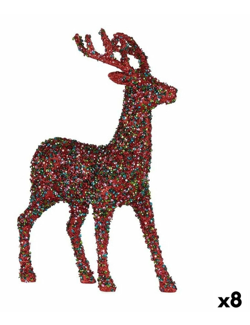 Krist+ - Figura Decorativa Rena de Natal Purpurina Multicolor Plástico 15 x 45 x 30 cm (8 Unidades)