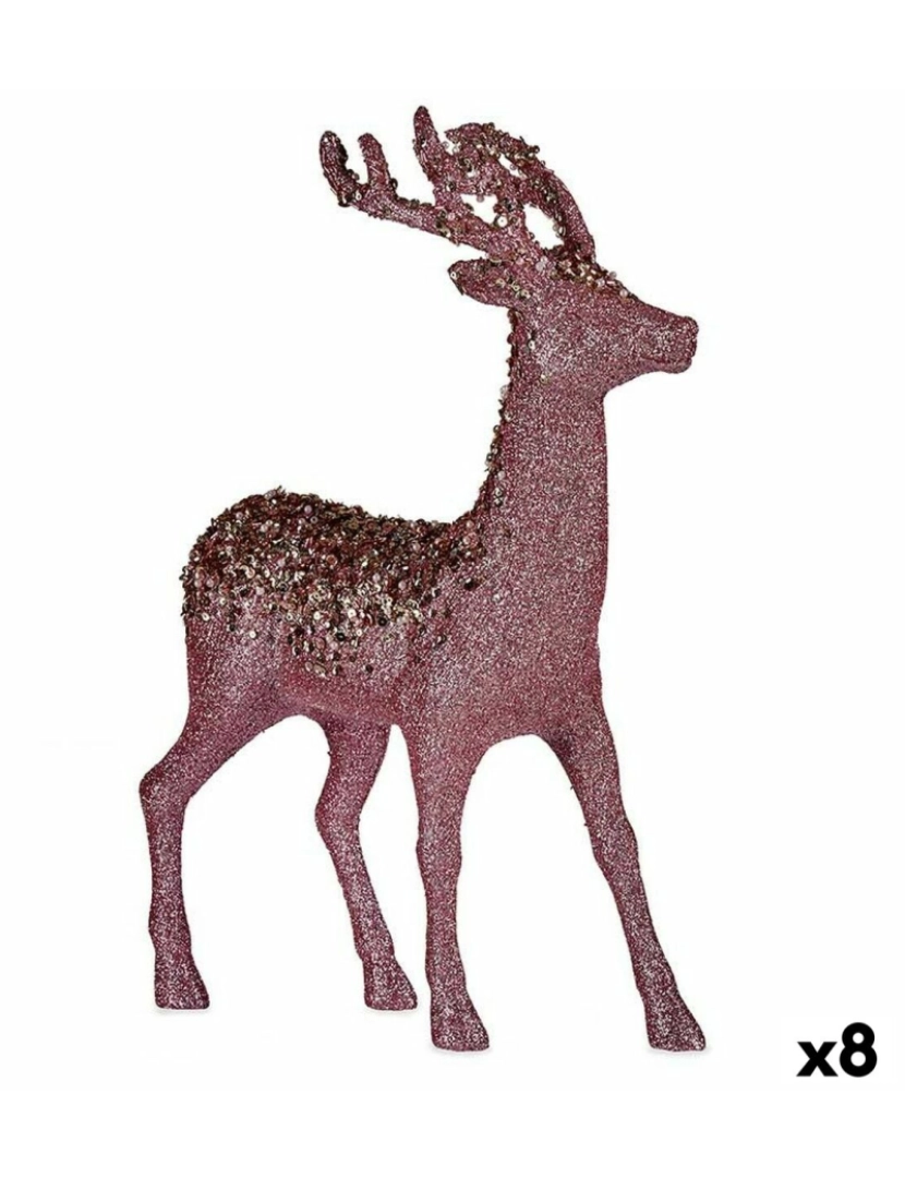 Krist+ - Figura Decorativa Rena de Natal Cor de Rosa Plástico 15 x 45 x 30 cm (8 Unidades)