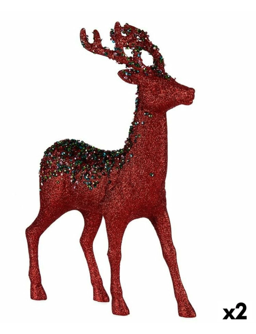 imagem de Figura Decorativa Rena de Natal Vermelho Plástico 15 x 45 x 30 cm (2 Unidades)1