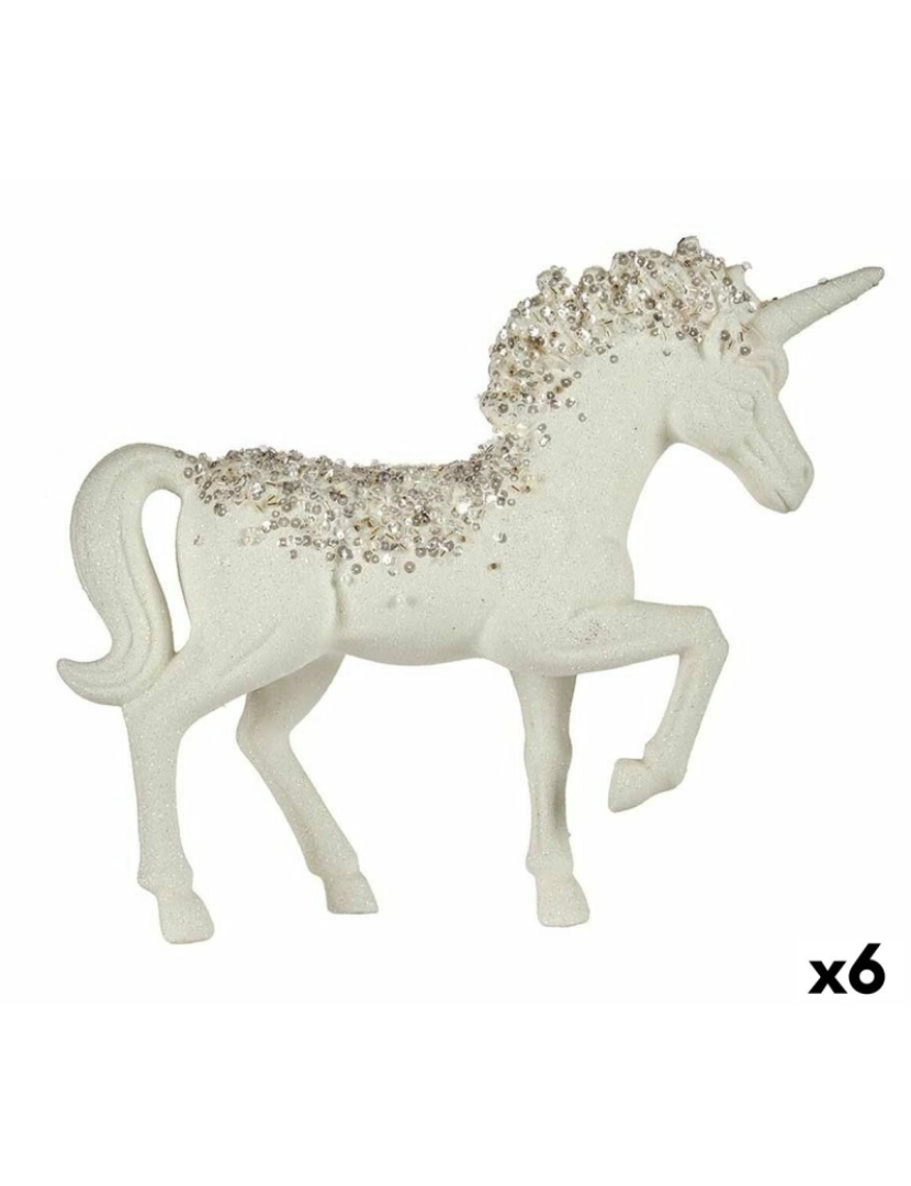 Krist+ - Figura Decorativa Unicórnio Branco Plástico 9,5 x 31 x 40 cm (6 Unidades)