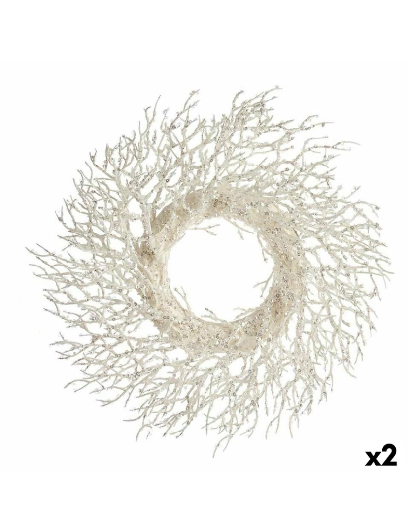 Krist+ - Coroa de Natal Rama Branco Plástico 50 x 10 x 50 cm (2 Unidades)