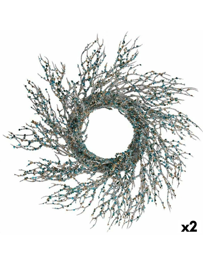 Krist+ - Coroa de Natal Rama Azul Plástico 50 x 10 x 50 cm (2 Unidades)