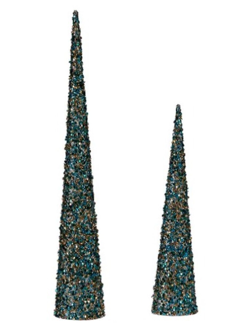 imagem de Conjunto de Figuras Cones Lantejoulas Azul Dourado Plástico (4 Unidades)2