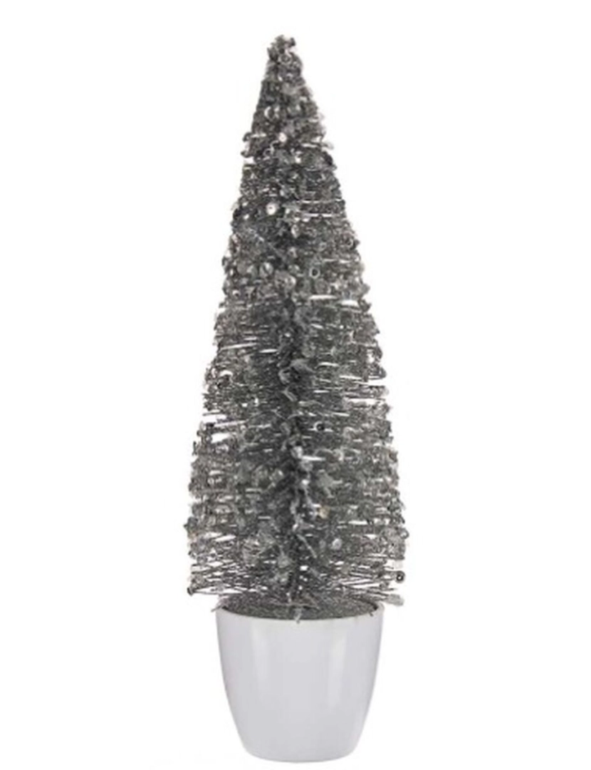 imagem de Figura Decorativa Árvore de Natal Branco Prateado Plástico 10 x 33 x 10 cm (6 Unidades)2