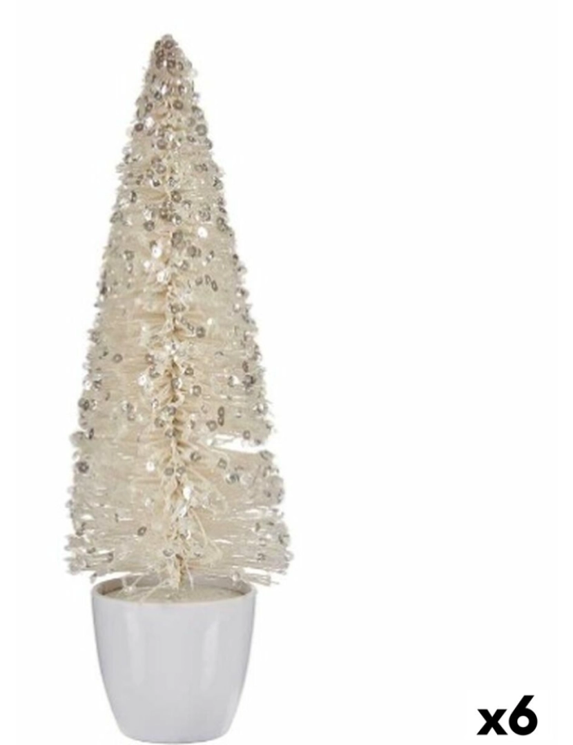 imagem de Figura Decorativa Árvore de Natal Branco Plástico 10 x 33 x 10 cm (6 Unidades)1