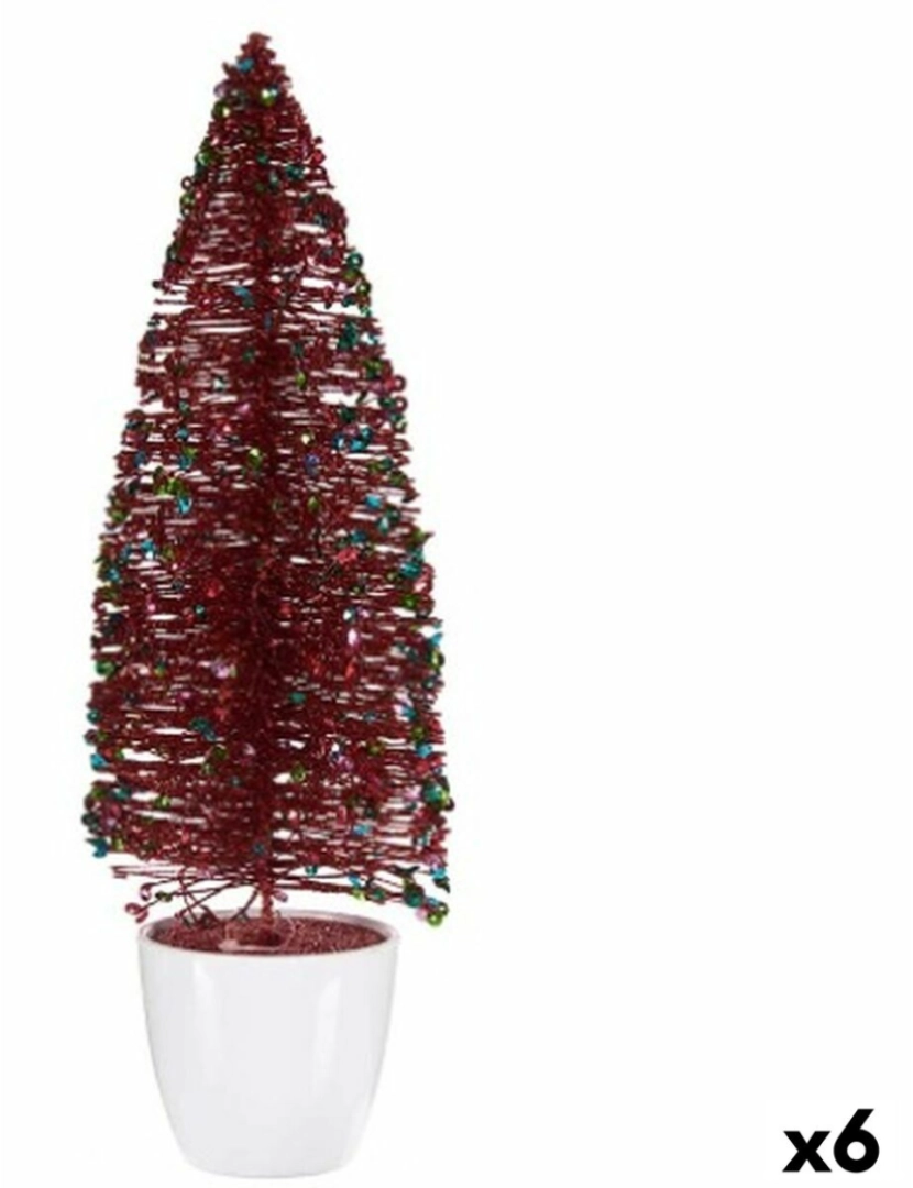 imagem de Figura Decorativa Árvore de Natal Vermelho Plástico 10 x 33 x 10 cm (6 Unidades)1