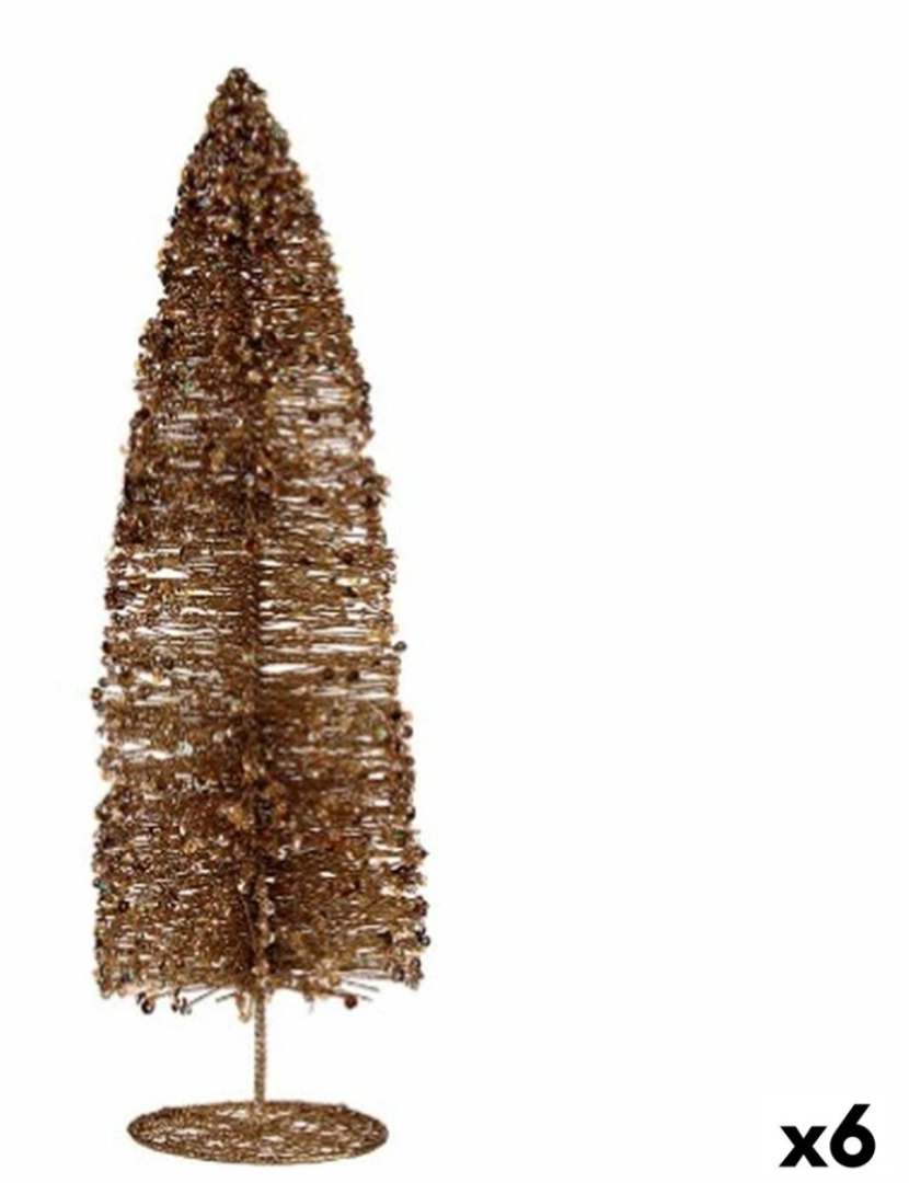 Krist+ - Figura Decorativa Árvore de Natal Lantejoulas Dourado 10 x 41 x 10 cm (6 Unidades)