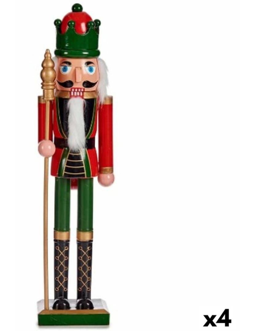 Krist+ - Figura Decorativa Quebra-Nozes Vermelho Verde Plástico 13,2 x 59,5 x 11,5 cm (4 Unidades)