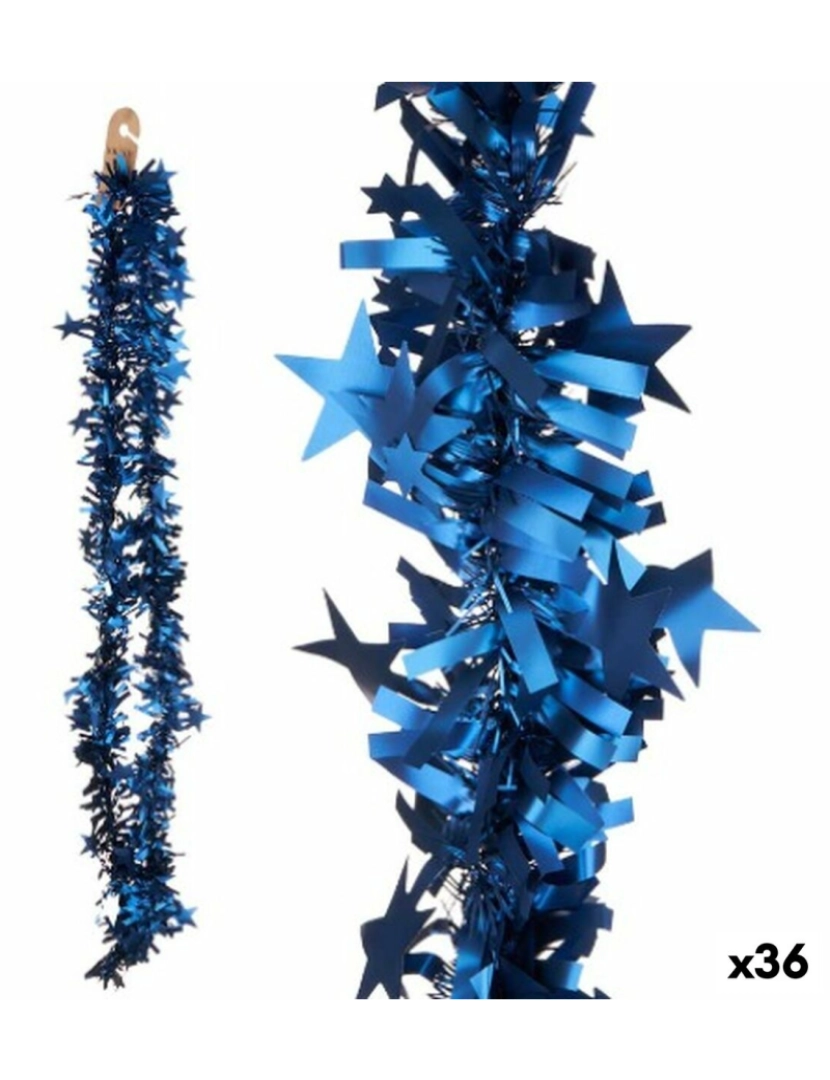 imagem de Grinalda de Natal Enfeite Cintilante Estrelas Azul 9 x 9 x 200 cm (36 Unidades)1