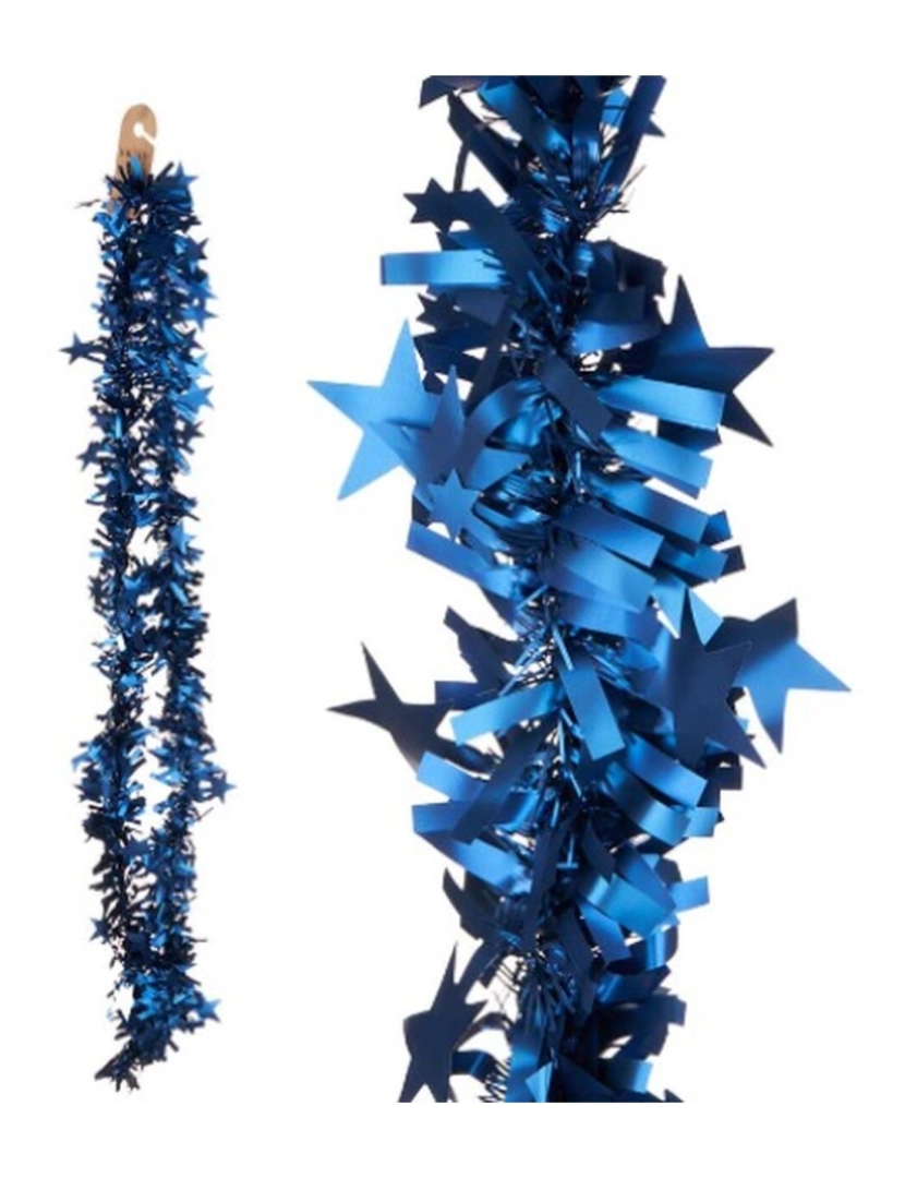 imagem de Grinalda de Natal Enfeite Cintilante Estrelas Azul 9 x 9 x 200 cm (36 Unidades)2