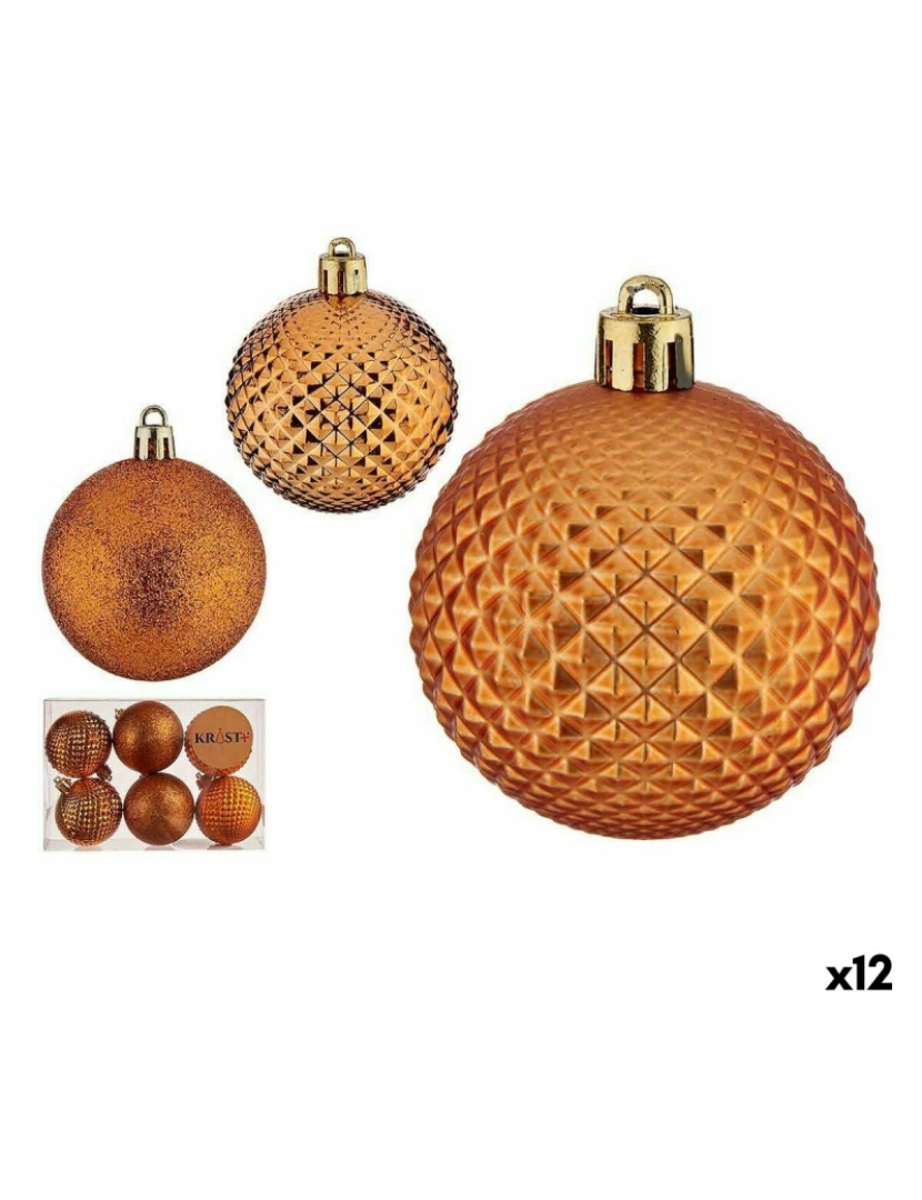 Krist+ - Conjunto de bolas de Natal 6 cm Laranja PVC (12 Unidades)