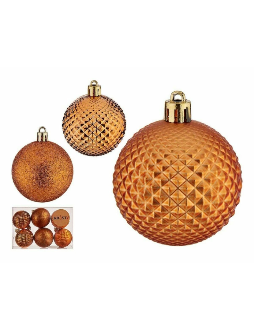 imagem de Conjunto de bolas de Natal 6 cm Laranja PVC (12 Unidades)2