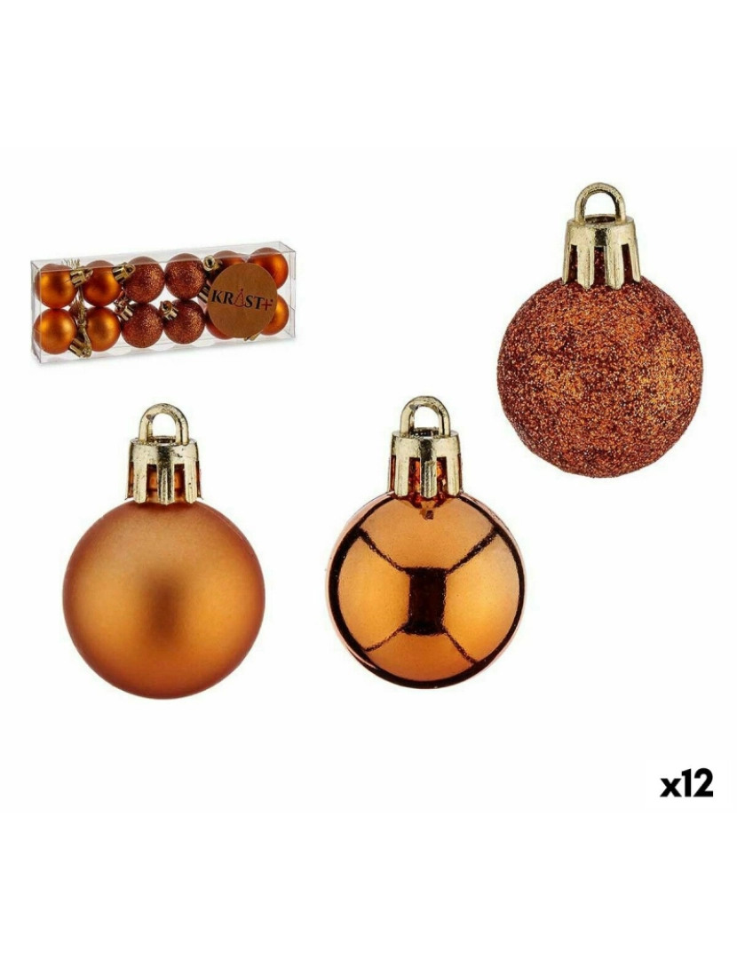 Krist+ - Conjunto de bolas de Natal Laranja Plástico 6 x 7 x 6 cm (12 Unidades)