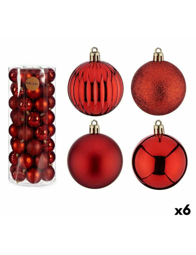 Krist+ - Conjunto de bolas de Natal Vermelho Plástico 6 x 7 x 6 cm (6 Unidades)